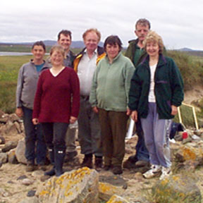 Group of professional archaeologists assisted by local Comann Eachdraidh members during an exploratory dig on Barvas machair in August 2000